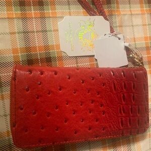 NWT Handbag Republic vegan classic clutch. Red crocodile embossed.Brand New!